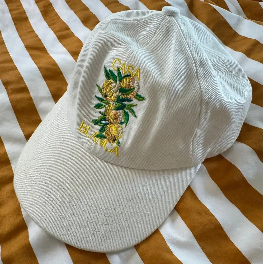 Casablanca Tennis Club | Men's Embroidered Cotton Twill Baseball Cap Yuzu Rare